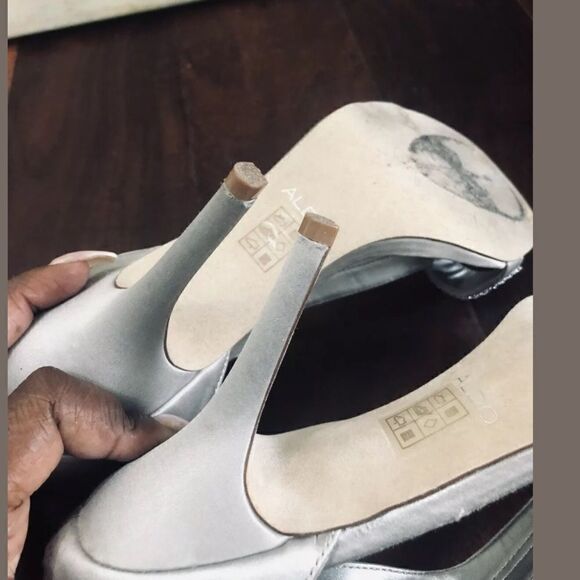 Aldo Embellished Ankle Zipper T Strap Heels 10 - Picture 6 of 7